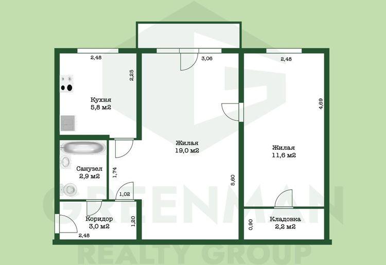 Двушка под ремонт рядом с метро | Агентство недвижимости Greenman Realty Group