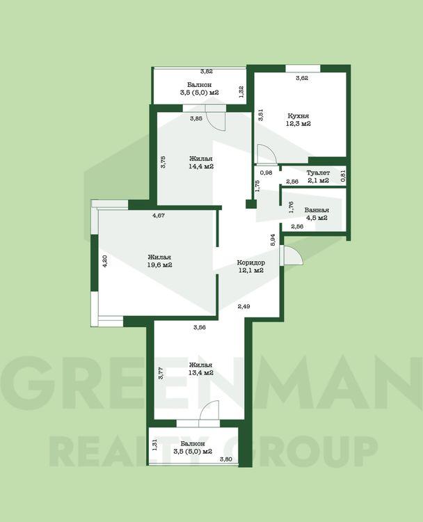 В продаже трехкомнатная квартира. | Агентство недвижимости Greenman Realty Group