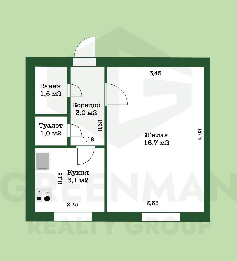 Продается 1-комнатная квартира по ул. Строителей, 5 | Агентство недвижимости Greenman Realty Group
