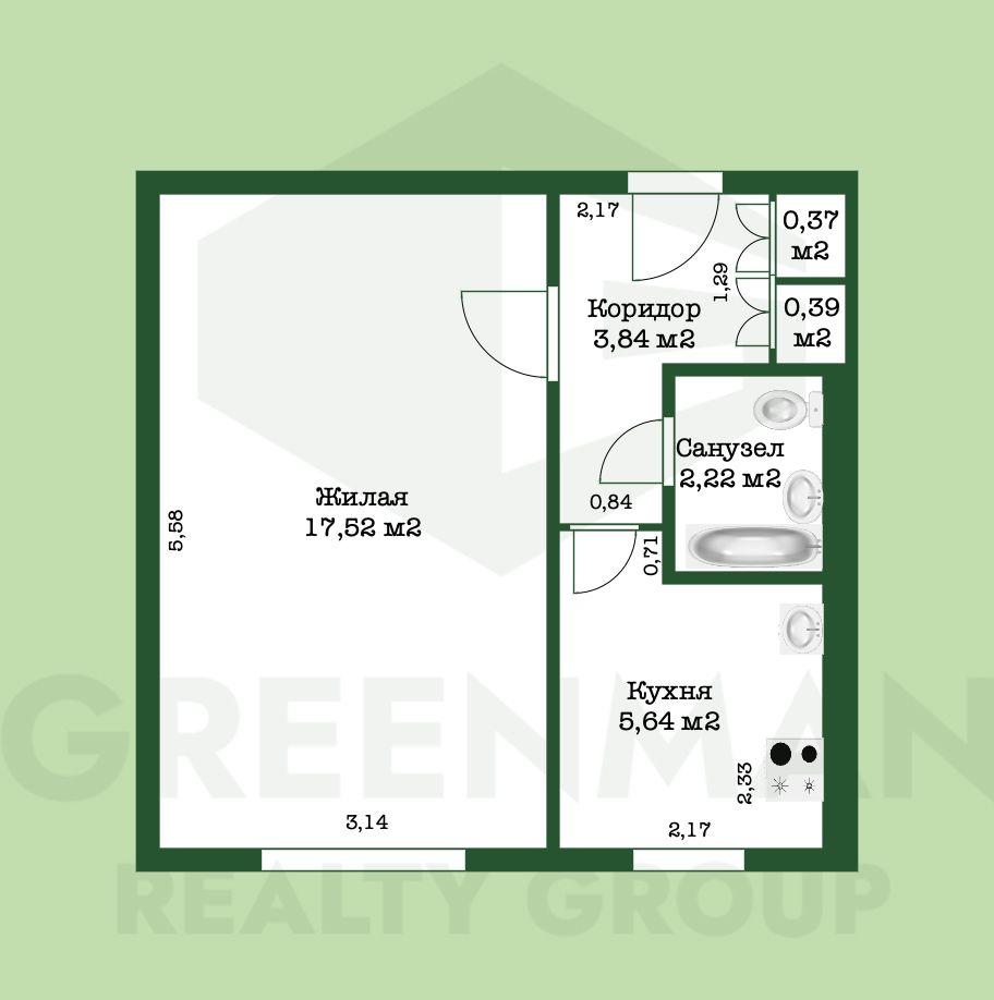 Однокомнатная, просторная квартира г.Заславль | Агентство недвижимости Greenman Realty Group