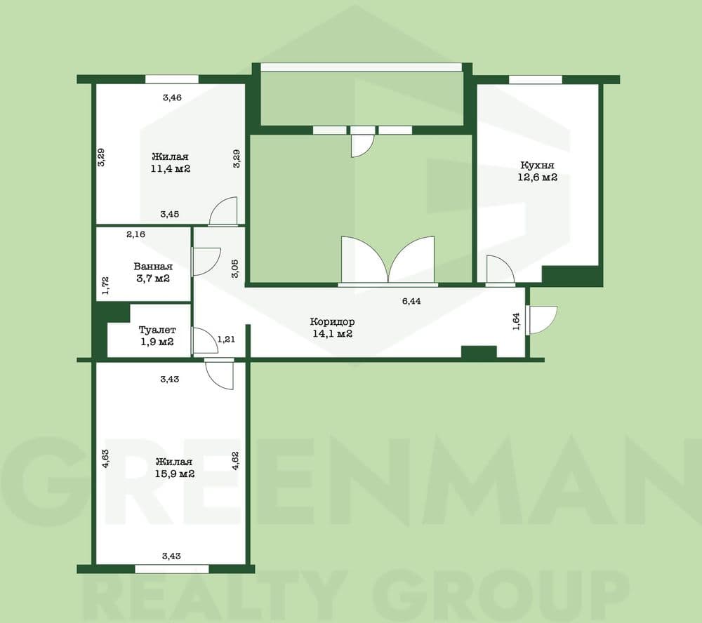 Выделенная доля в квартире рядом со ст.м. Каменная горка. | Агентство недвижимости Greenman Realty Group