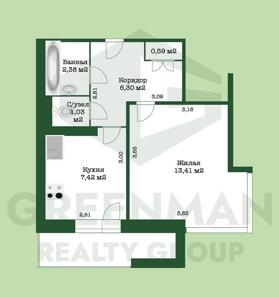 1-комнатная квартира с новым ремонтом в центре Минска | Агентство недвижимости Greenman Realty Group