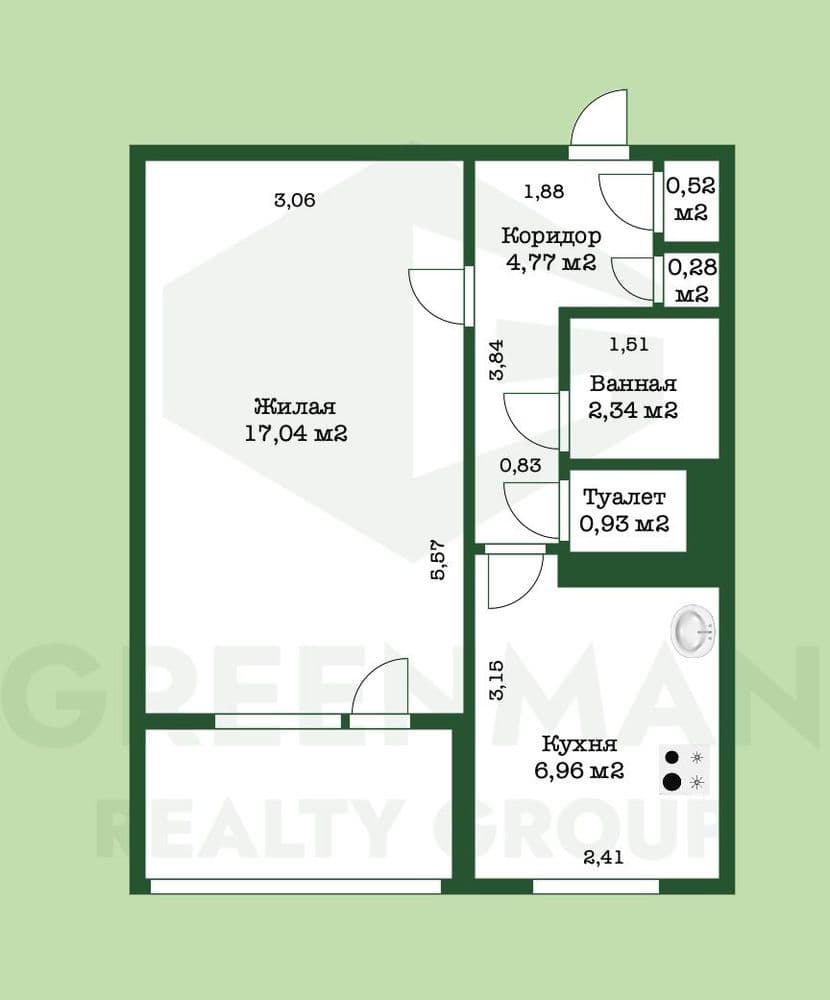 Однокомнатная квартира, вблизи парковой зоны, пр. Рокоссовского | Агентство недвижимости Greenman Realty Group