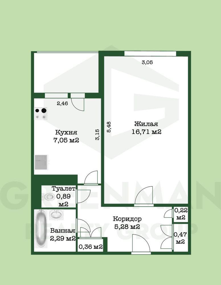 Светлая 1-к квартира с мебелью и техникой по адресу Алтайская 102/3 | Агентство недвижимости Greenman Realty Group