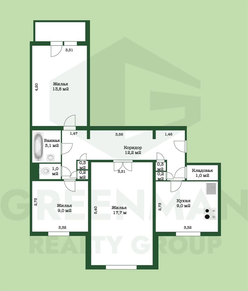 Трёхкомнатная квартира в самом семейном районе | Агентство недвижимости Greenman Realty Group