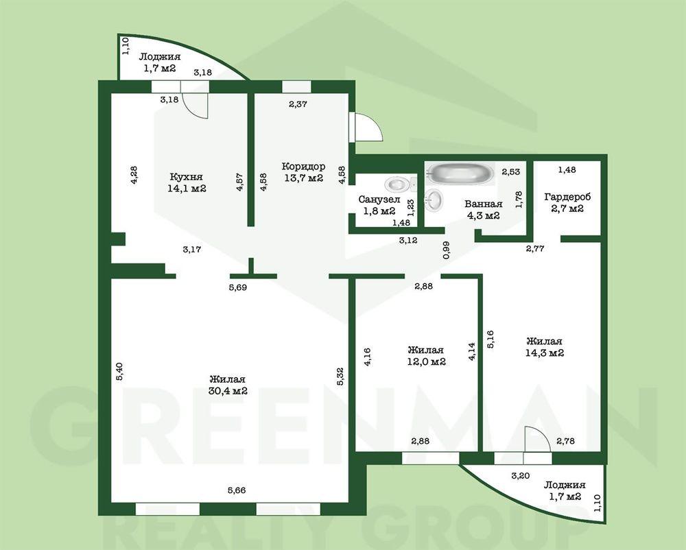 Большая 3-комнатная квартира в микрорайоне Малиновка-6! | Агентство недвижимости Greenman Realty Group