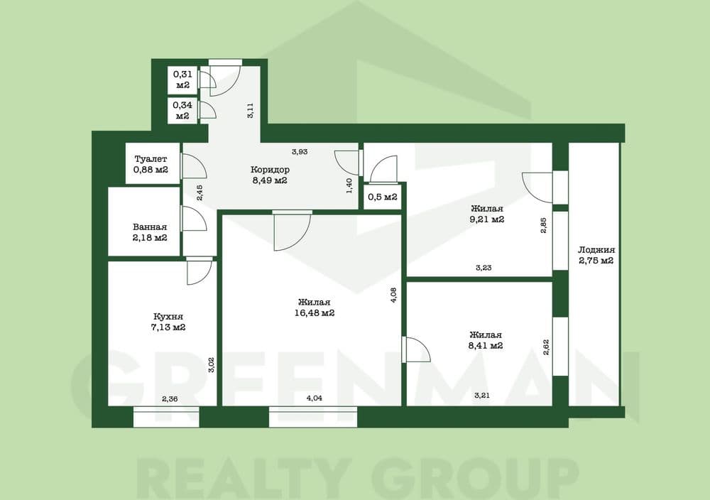 Продаётся 3-комнатная квартира рядом с парком | Агентство недвижимости Greenman Realty Group