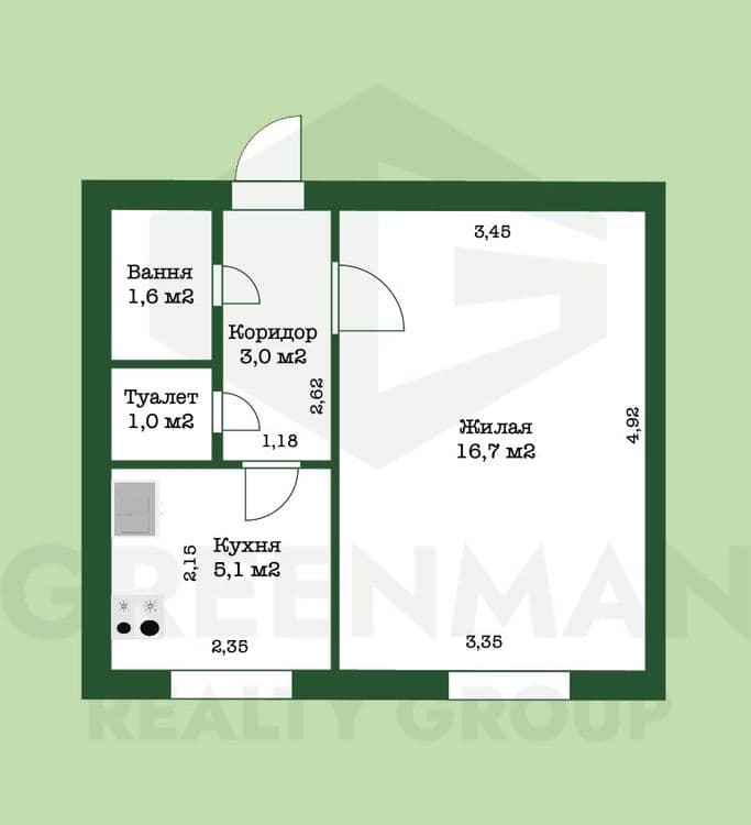 Продается 1-комнатная квартира по ул. Строителей, 5 | Агентство недвижимости Greenman Realty Group