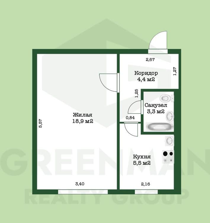 Однокомнатная квартира в Заславле | Агентство недвижимости Greenman Realty Group