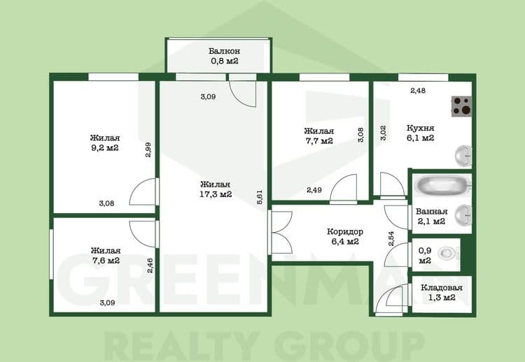 Квартира для семьи ул. Ландера, 12 | Агентство недвижимости Greenman Realty Group