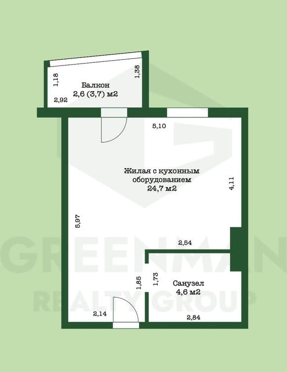 Светлая квартира студия с хорошим ремонтом! | Агентство недвижимости Greenman Realty Group