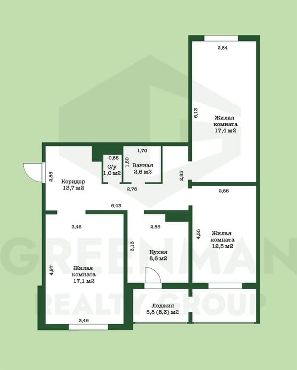 Продается 3-комнатная квартира по адресу г.Могилев, ул. Минское Шоссе, 42 | Агентство недвижимости Greenman Realty Group