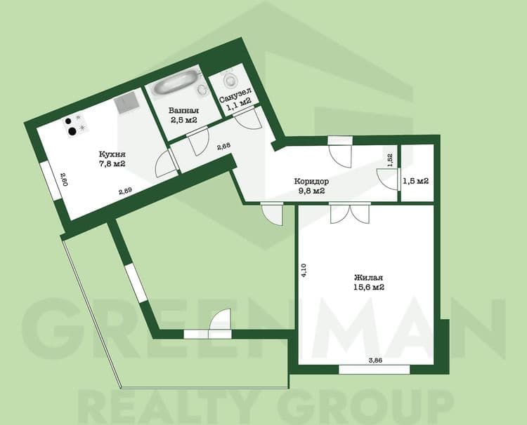 1/2 в 2-комнатной квартире в кирпичном доме 1993 г.п. рядом ст.м. Автозаводская | Агентство недвижимости Greenman Realty Group