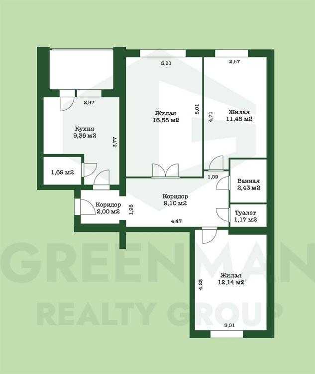 3-комнатная квартира по адресу пр-т Мира, 23В | Агентство недвижимости Greenman Realty Group
