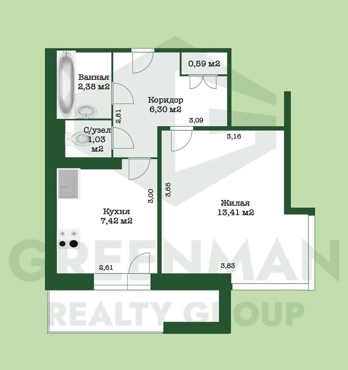 1-комнатная квартира с новым ремонтом в центре Минска | Агентство недвижимости Greenman Realty Group