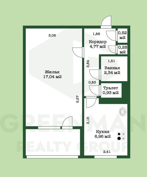 Однокомнатная квартира, вблизи парковой зоны, пр. Рокоссовского | Агентство недвижимости Greenman Realty Group