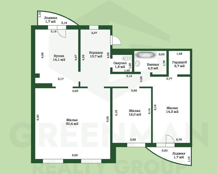 Большая 3-комнатная квартира в микрорайоне Малиновка-6! | Агентство недвижимости Greenman Realty Group