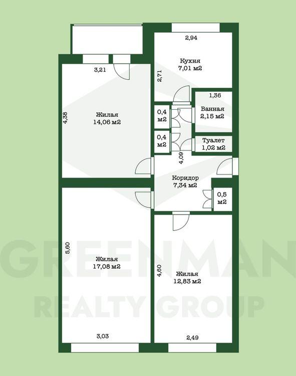 Продается 3 комнатная квартира в Зеленом Луге. | Агентство недвижимости Greenman Realty Group